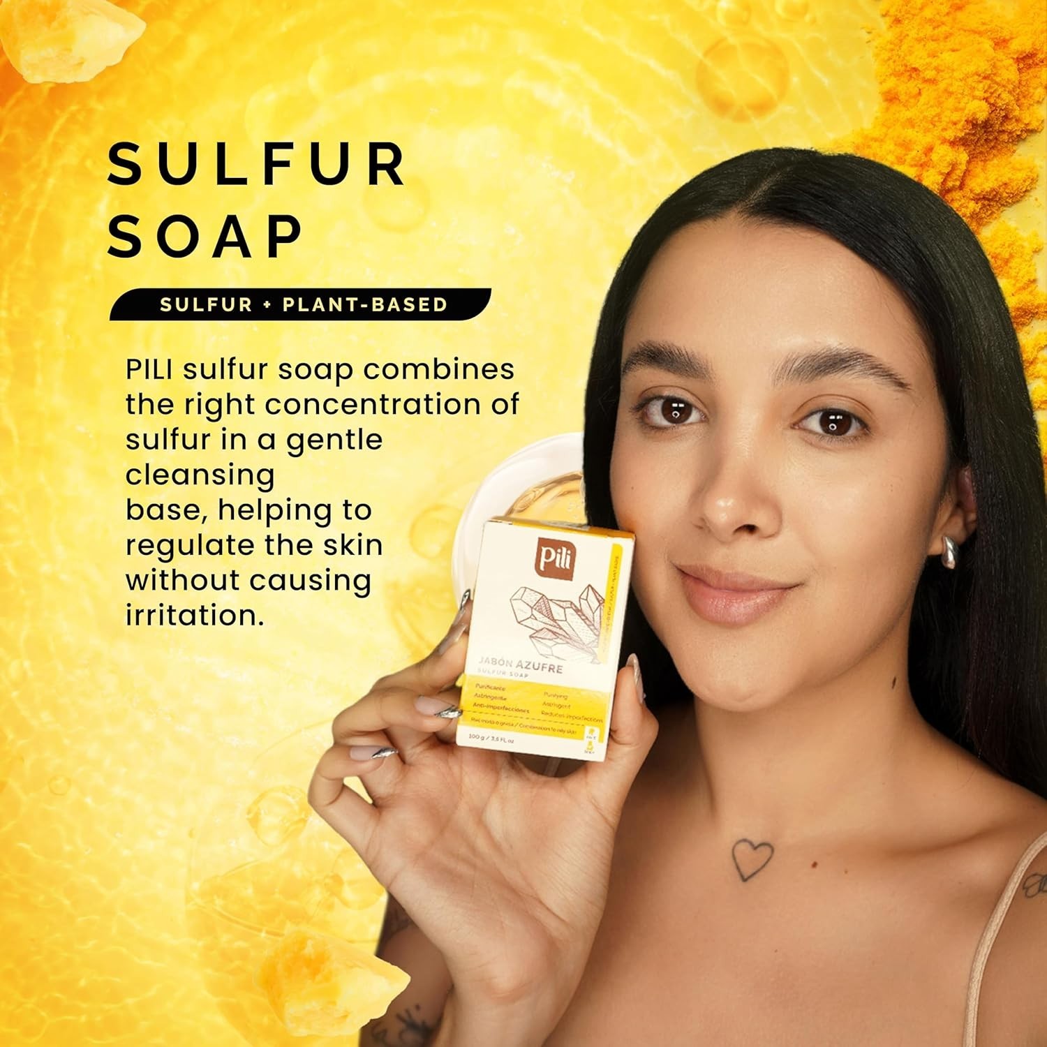 Pili Natural Sulfur Soap Bars (3 Pack) Jabón de azufre – Deep Cleansing and Oil