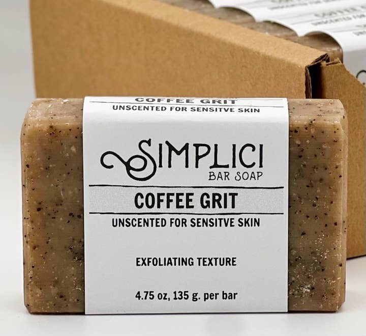 (2)Simplici Coffee Grit & Eucalyptus Thyme Bar Soap 4.50 oz (128g)X2 US made New
