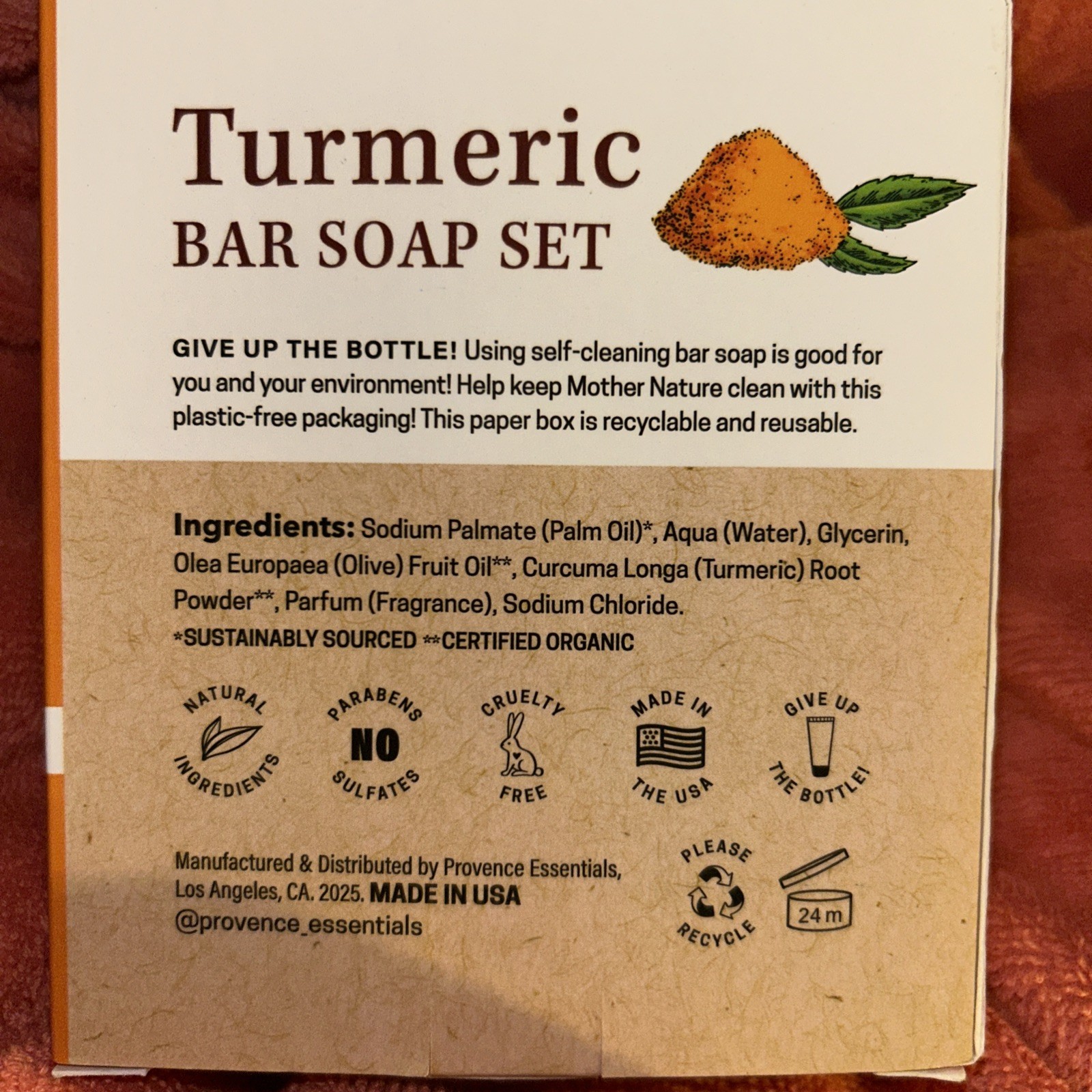 Provence Men Essential Turmeric Detoxifying Bar Soap Set | 3 x 10 oz Made in US