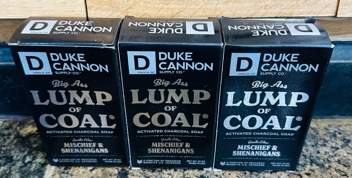 Duke Cannon Men Soap Bar-Lump of Coal (Bergamot, Black Pepper Scent)-Lots of 3