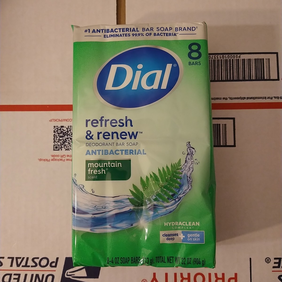 Dial Antibacterial Bar Soap, Refresh & Renew, Mountain Fresh, 4 oz, 8 Bars Pack