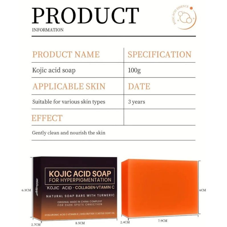 Kojic Acid Soap Skin Lightening Whitening with Vitamin C & Vitamin E 2Pcs