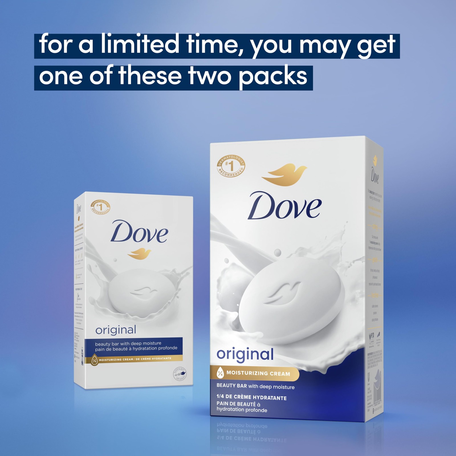 Dove Beauty Bar Soap Original 8 Count for Soft, Smooth Skin, with 1/4