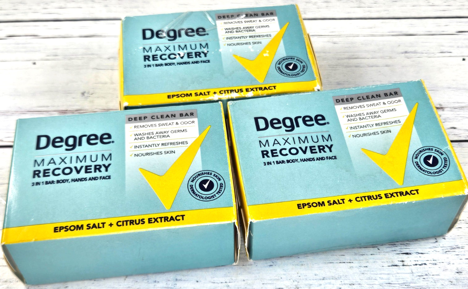 3 Bars – Degree Maximum Recovery 3 In 1 Men’s Bar Soap 3.75 Oz