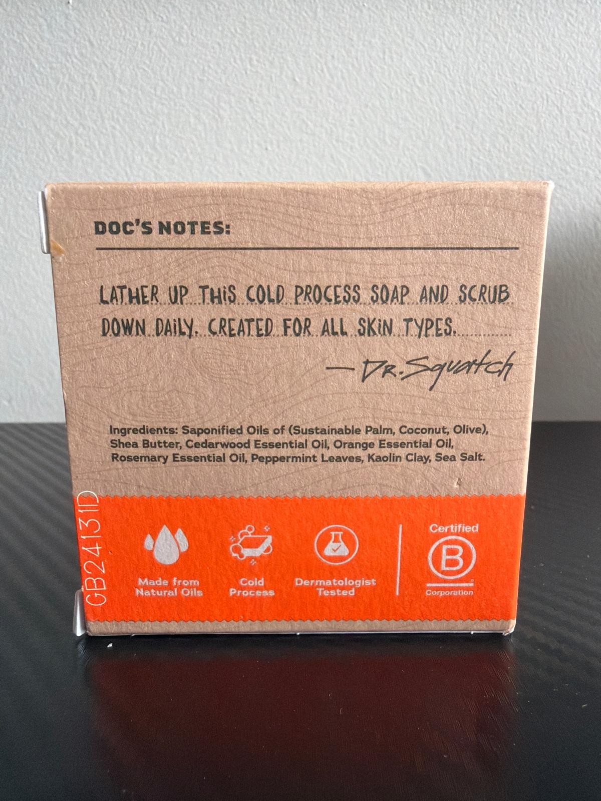 Dr. Squatch Cedar Citrus Soap 5 oz Men’s Natural Bar Zero Grit Cedarwood Citrus