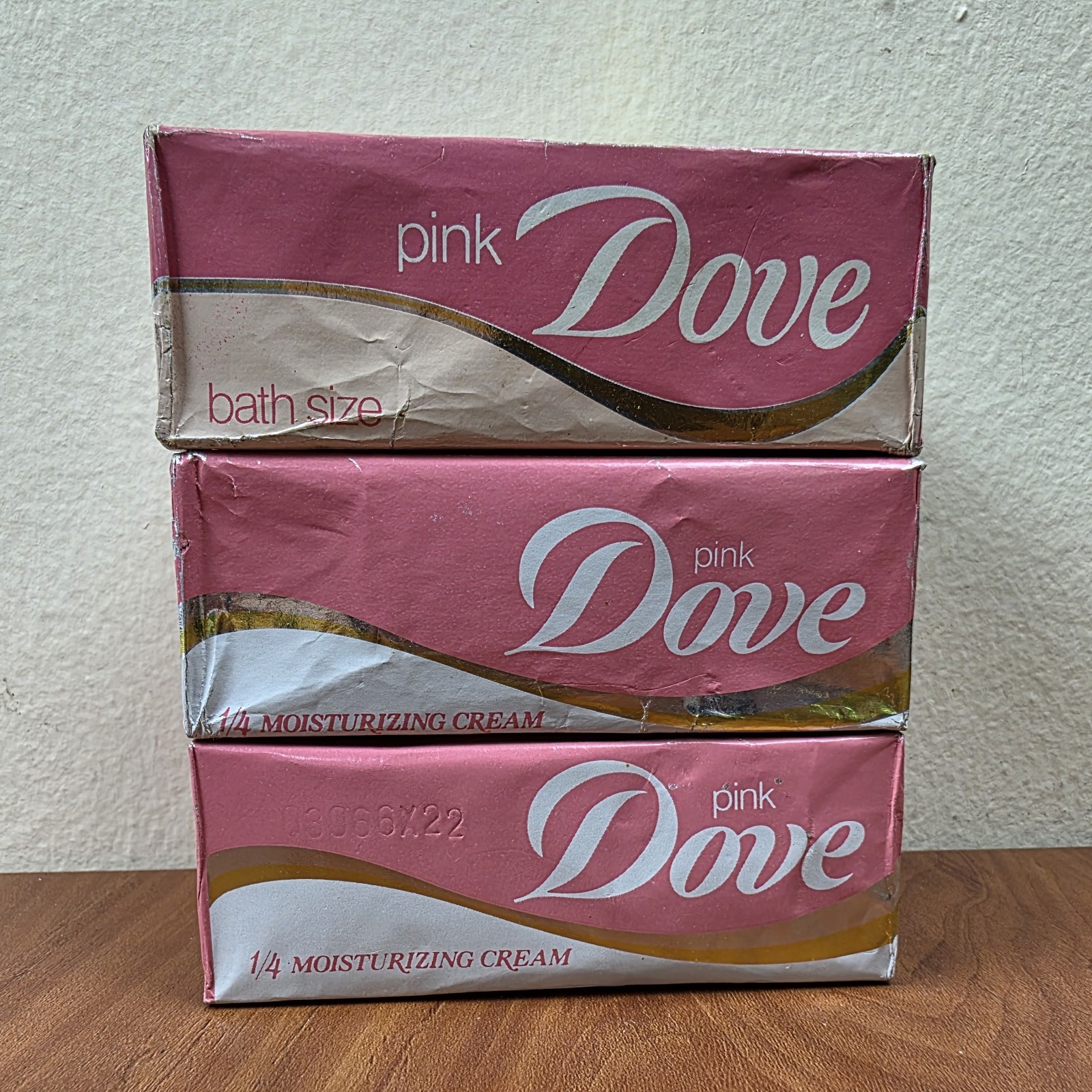 Lot of 3 Vintage Pink Dove Bath Size Soap Bars 1/4 Moisturizing Cream NOS