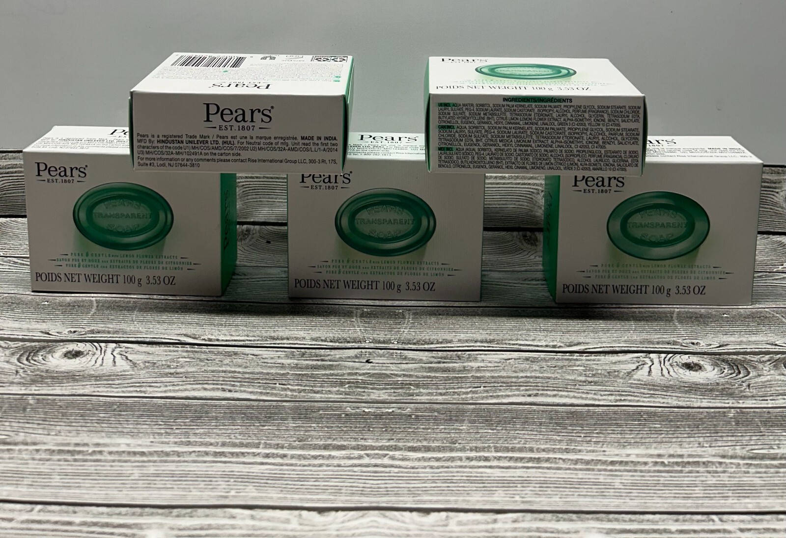 Pears Pure & Gentle Bar Soap With Lemon Flower -Natural Oils Pack of 5-100g Each
