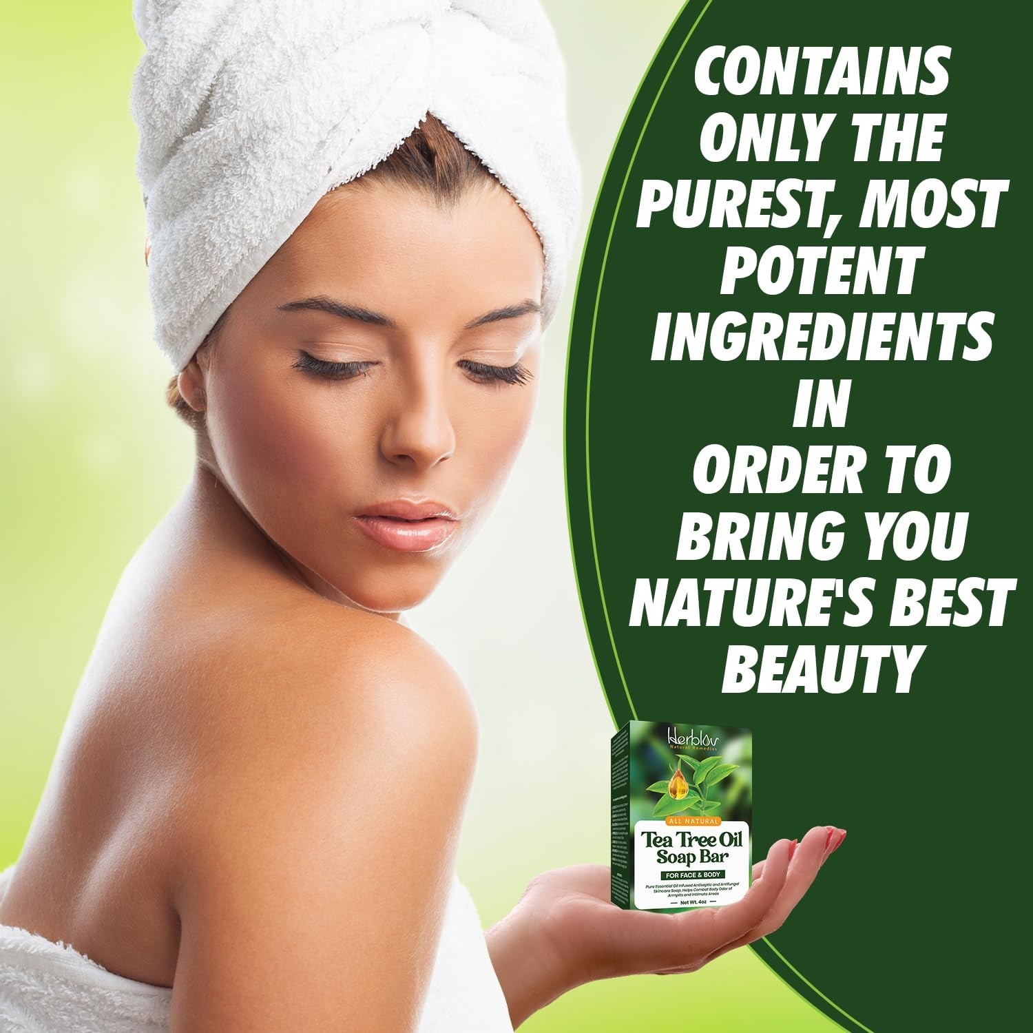 Pure 4oz Tea Tree Oil Soap Bar – Organic Face & Body Cleanser for All Skin Types