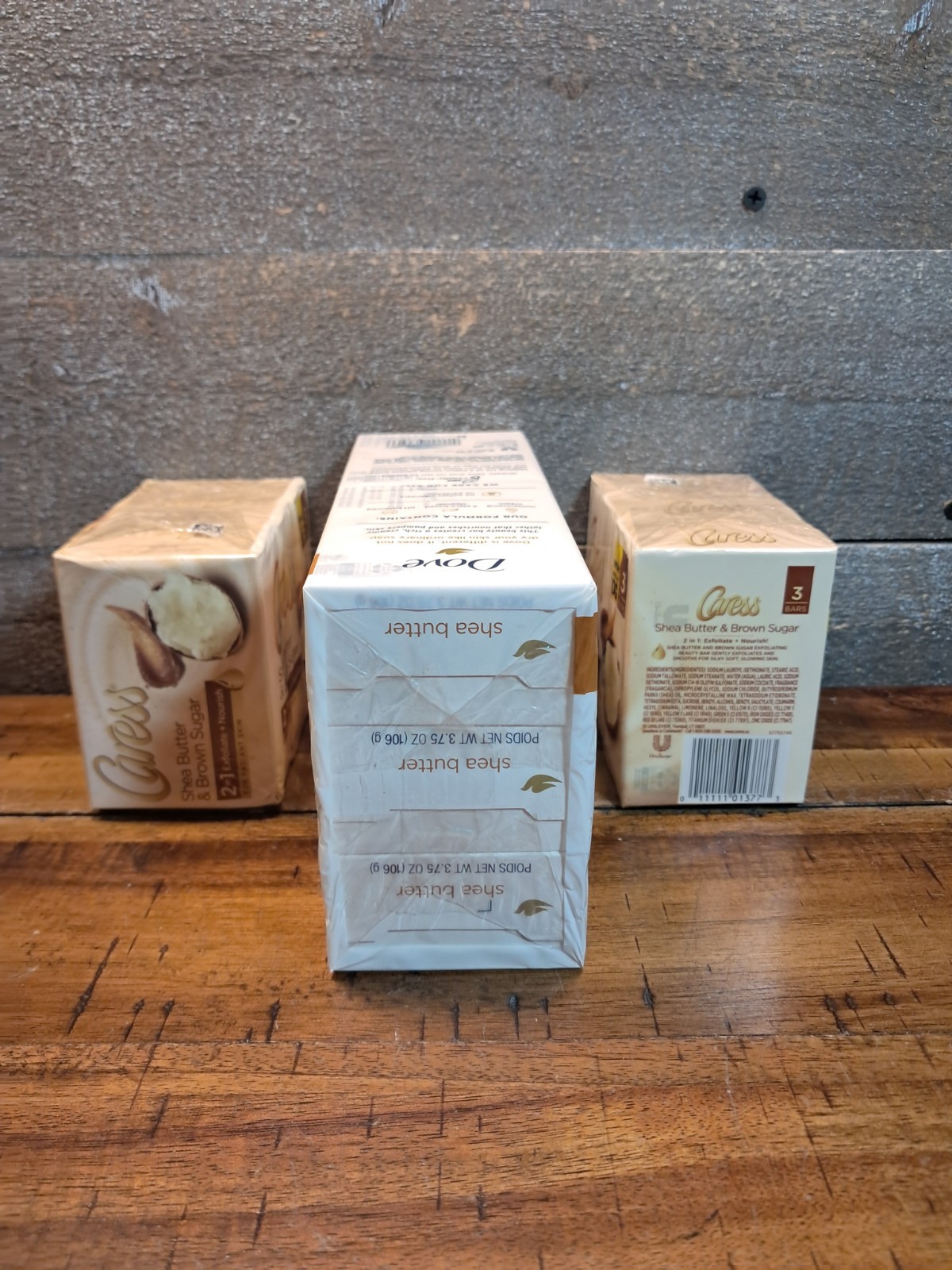 Lot of 2 Caress Shea Butter Brown Sugar Bar Soap + Dove Shea Total 15 Bars