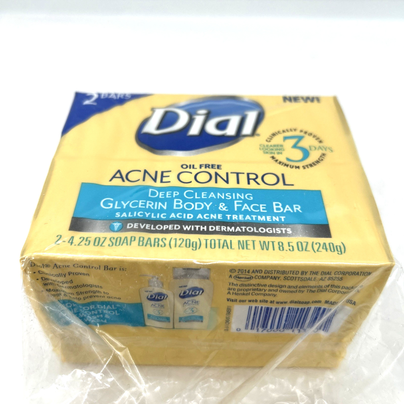 Dial Oil Free Acne Control Deep Cleansing Bar Soap 3 Bars Total One With Damage