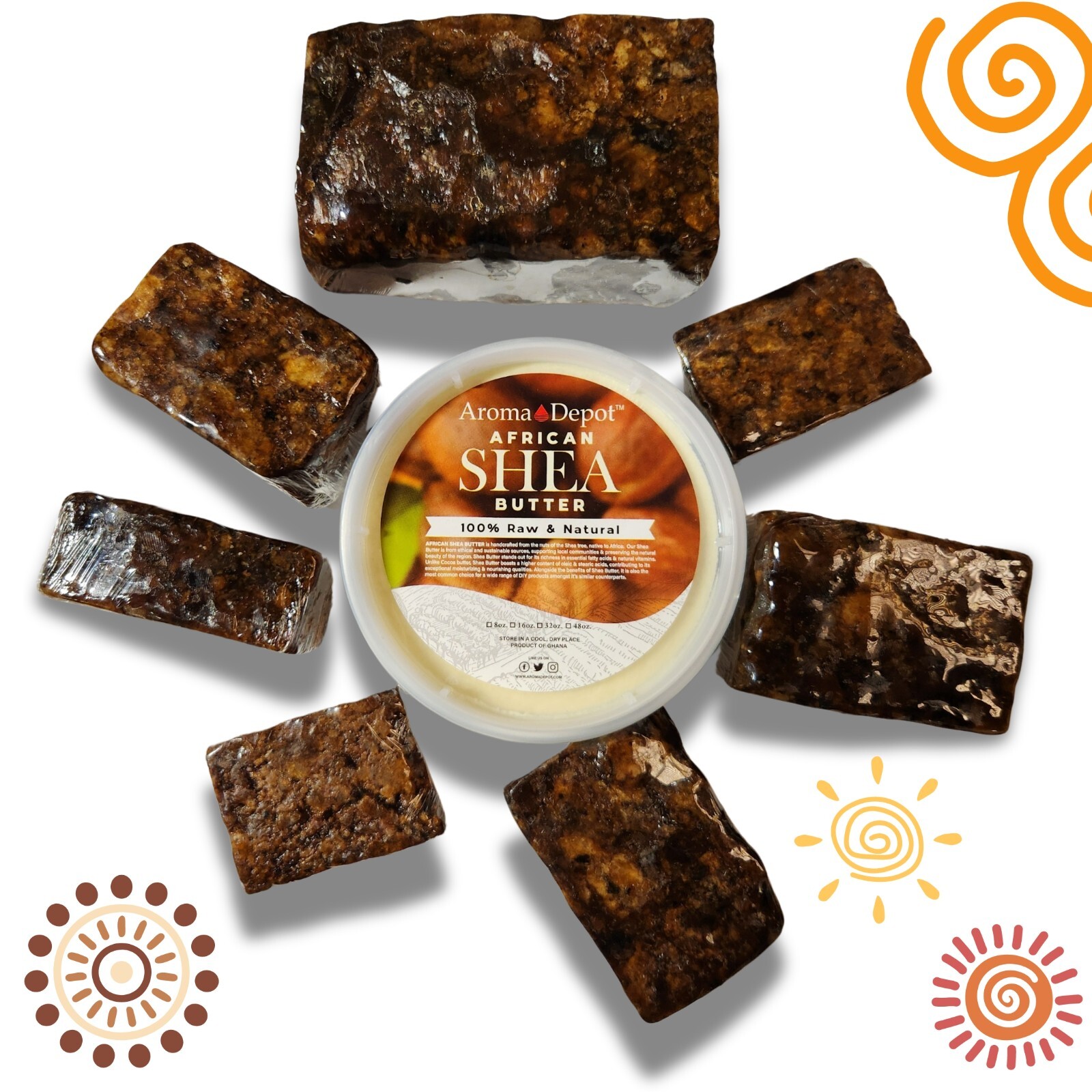 Raw African Black Soap 8 oz. Unrefined Organic Natural Skin Body Hair Face Wash