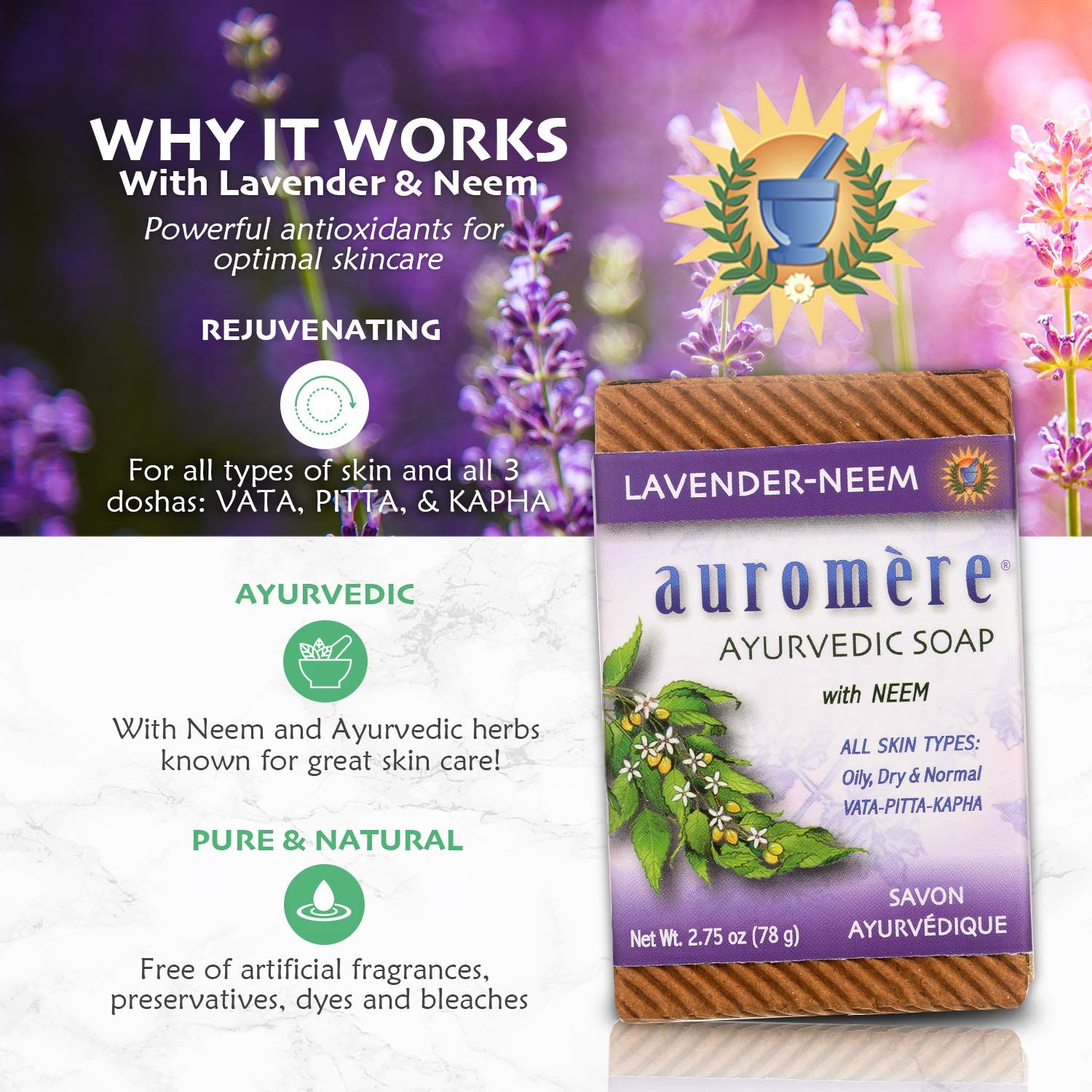 Ayurvedic Lavender Neem Soap Eco Friendly Handmade 100 Zero Waste Packaging