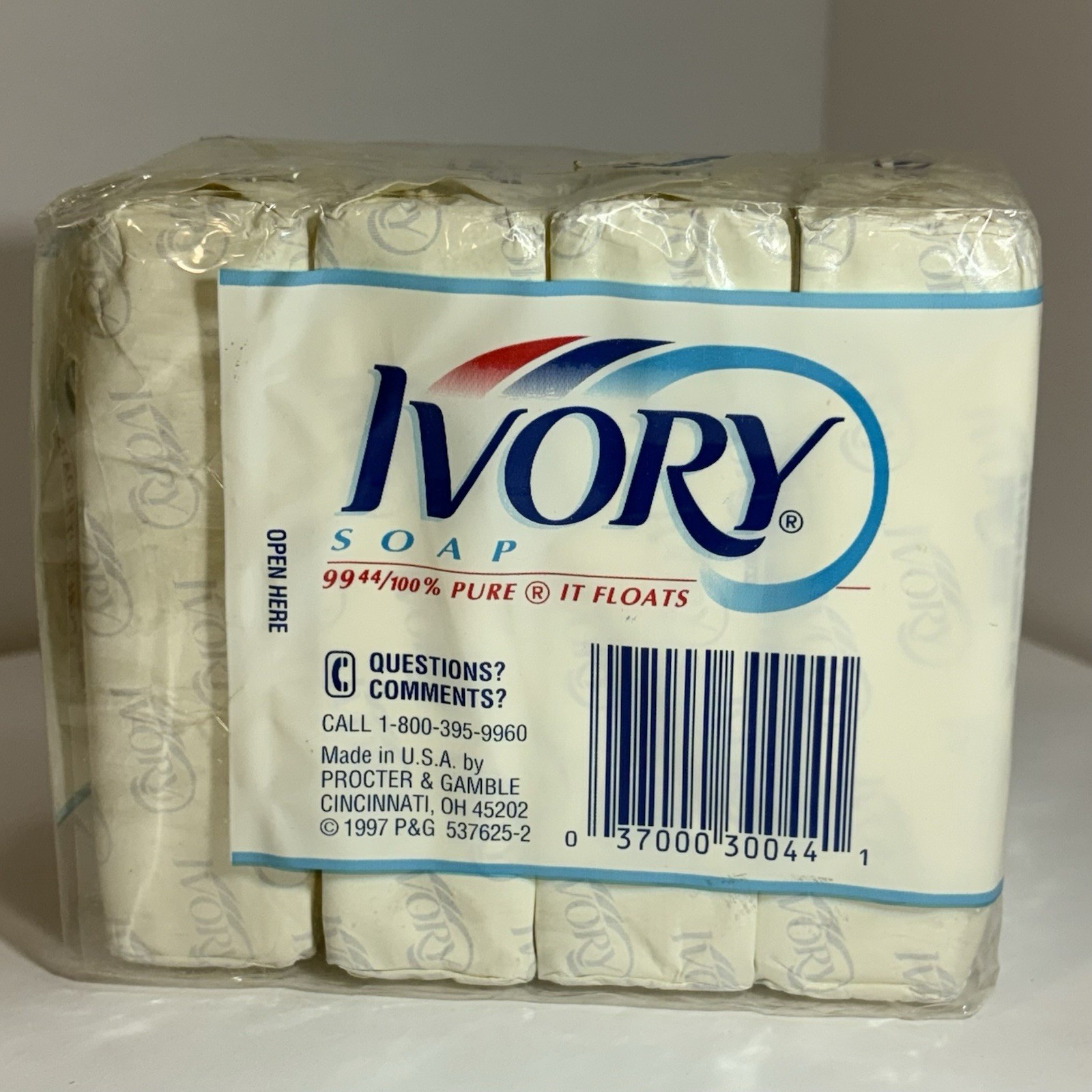 Ivory Soap 4 Bars in original plastic wrap 4.5 oz, 99 44/100% Pure Vtg 1997