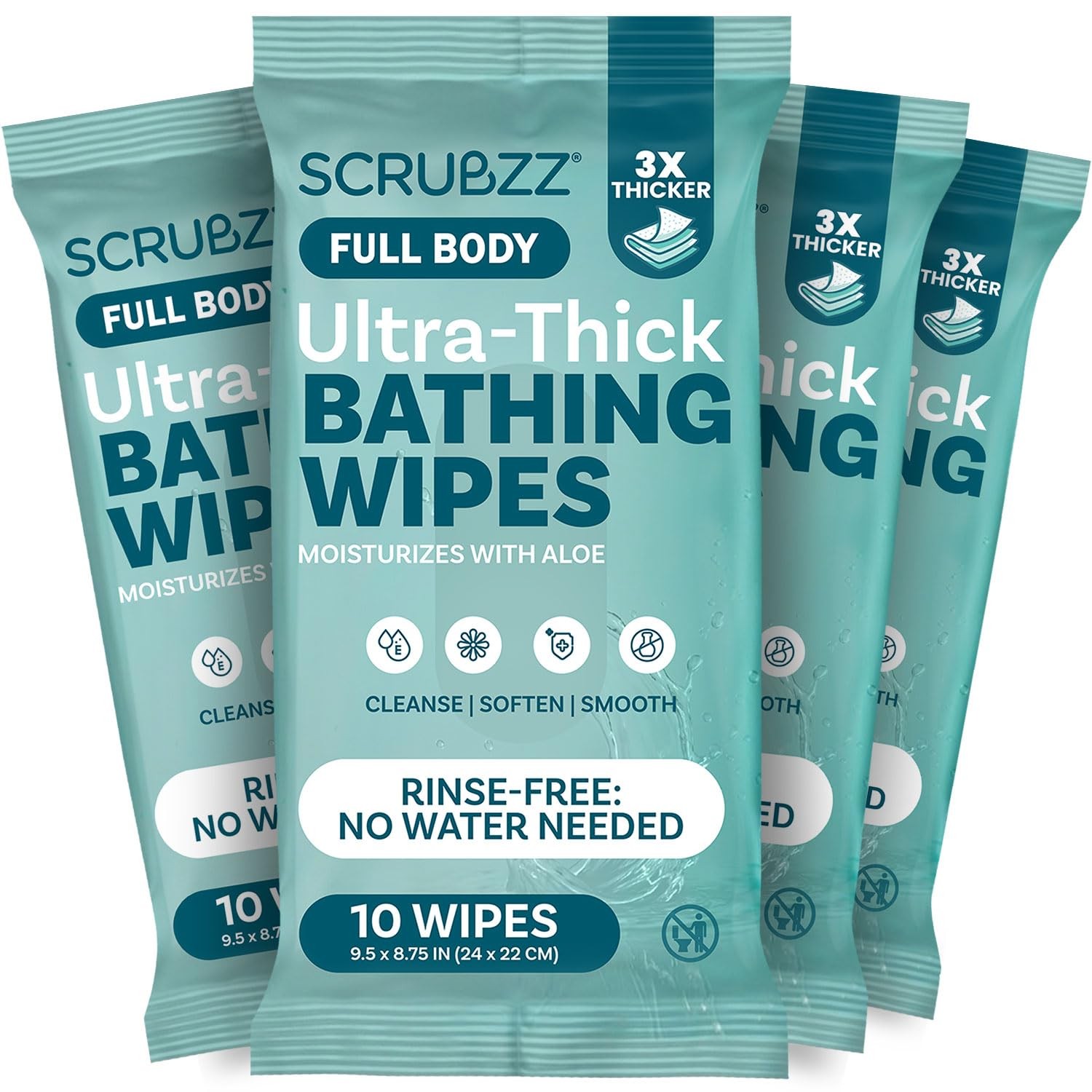 Extra Large Bath Wipes for Adults Bathing No Rinse – 40 Ultra Thick Disposabl…