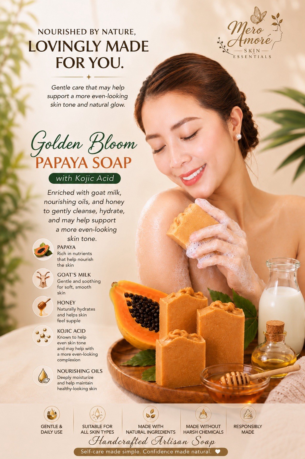 2 Pk of Papaya Enzyme w/ Kojic, Natural Brightening | Anti-aging Face & Body Bar