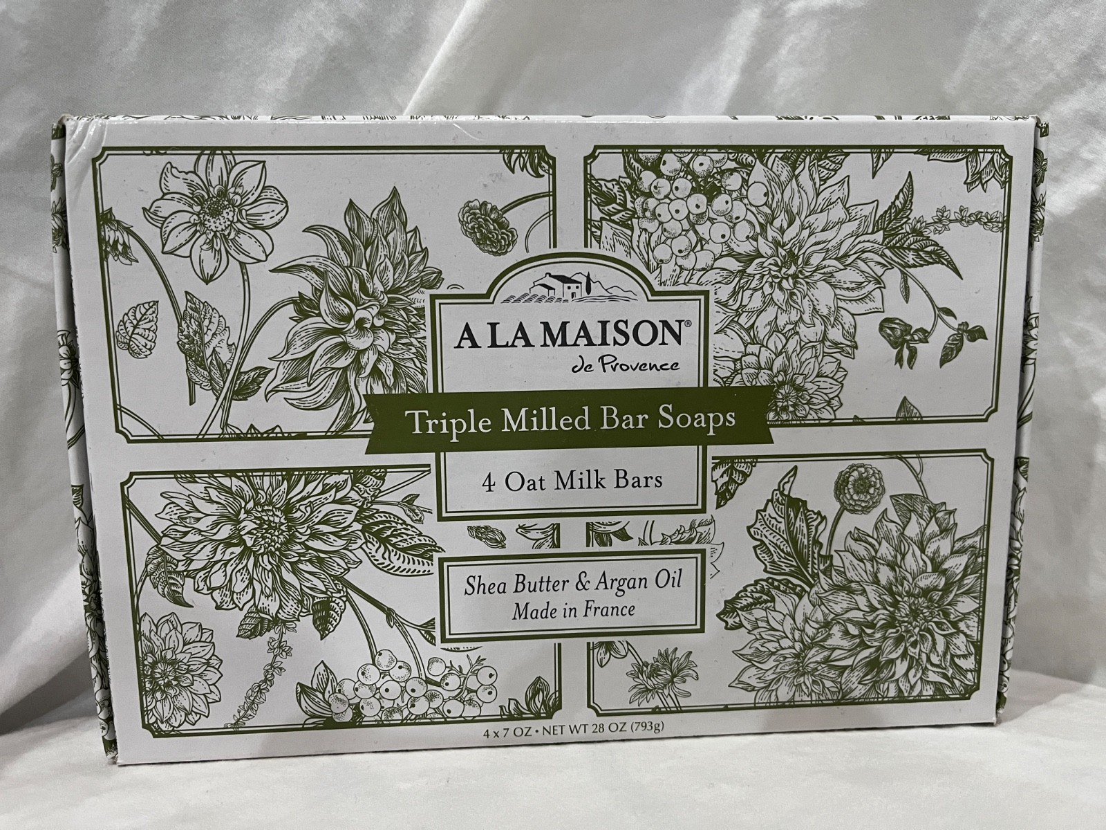 4 A La Maison Triple Milled Bar Soap Oat Milk Shea Butter Argan Made in France