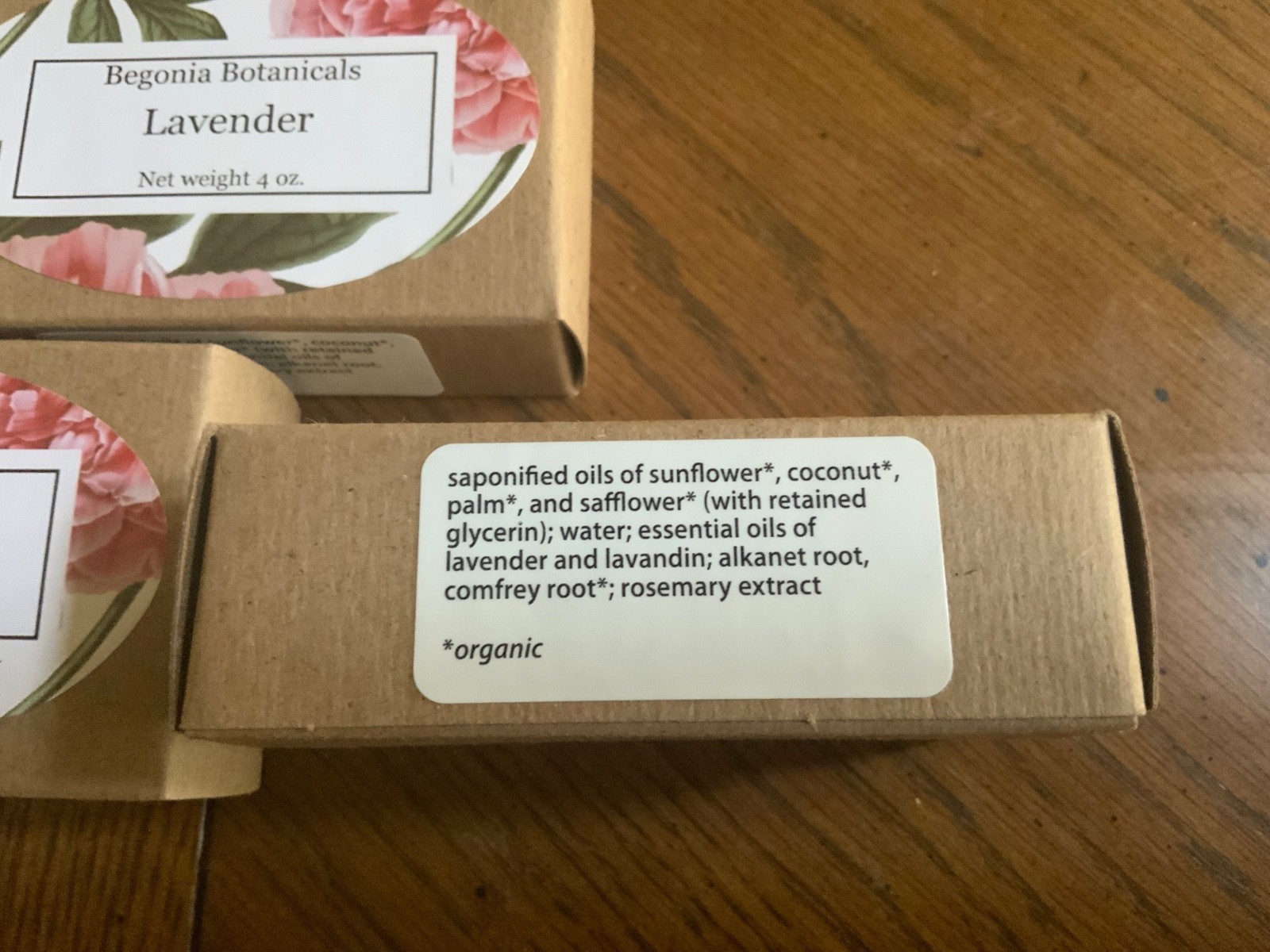 Begonia Botanicals Unscented Sensitive Organic ingredients 3 bar pack 4 oz bars