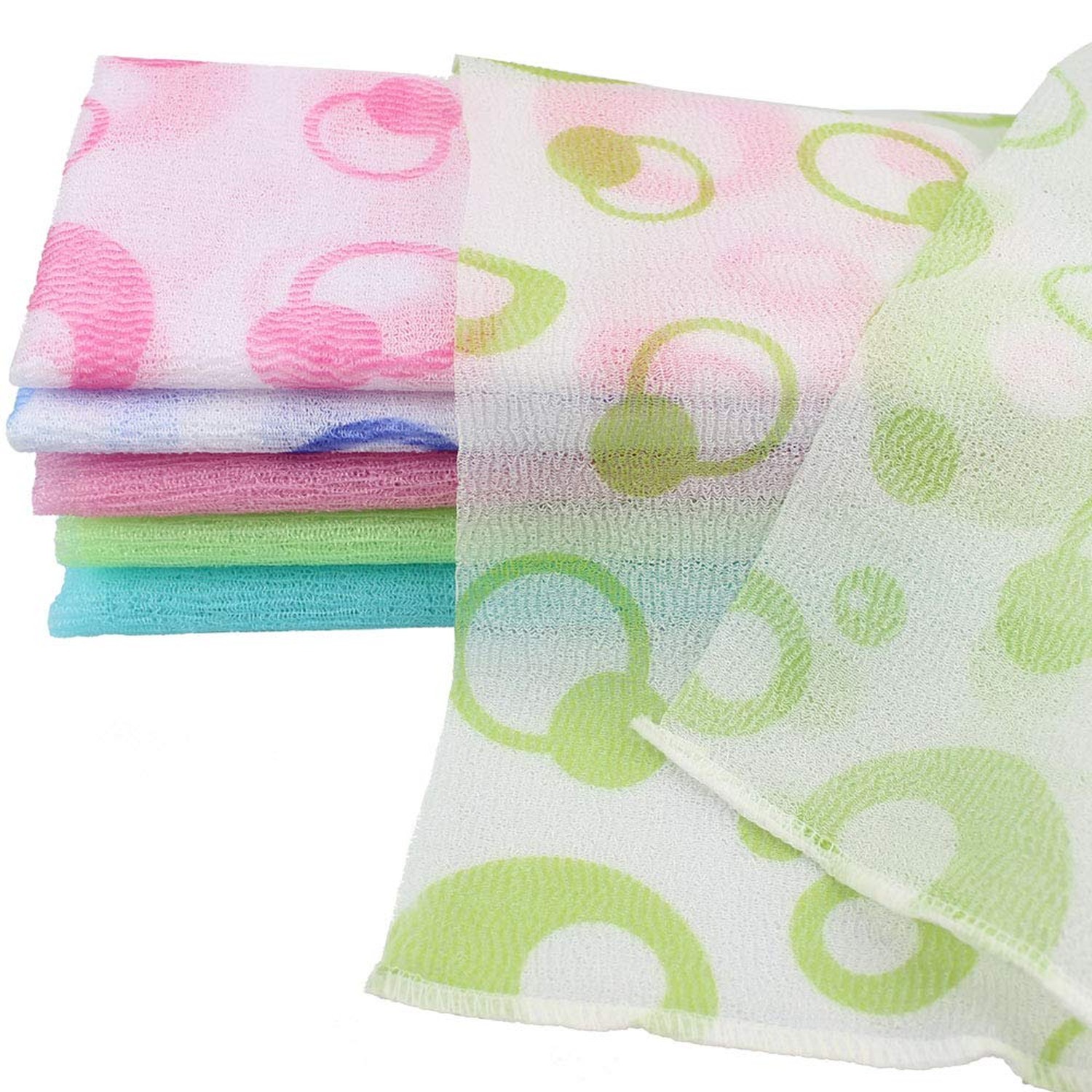 Meetory 6 Pieces Exfoliating Nylon Bath Cloth Towel, 35 inches (90cm) Beauty …
