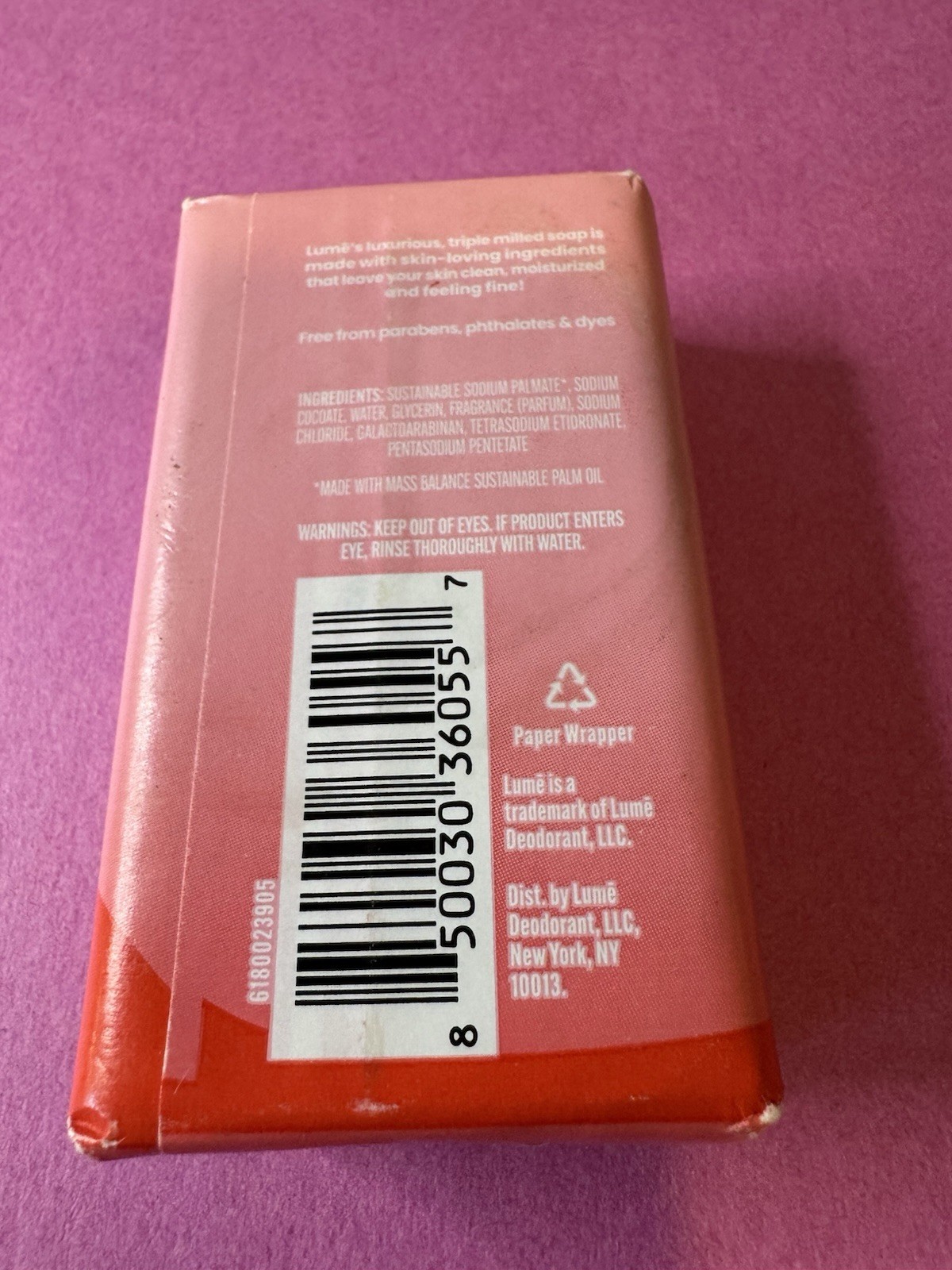 Lume Triple Milled Soap PEONY ROSE 5 oz Bar