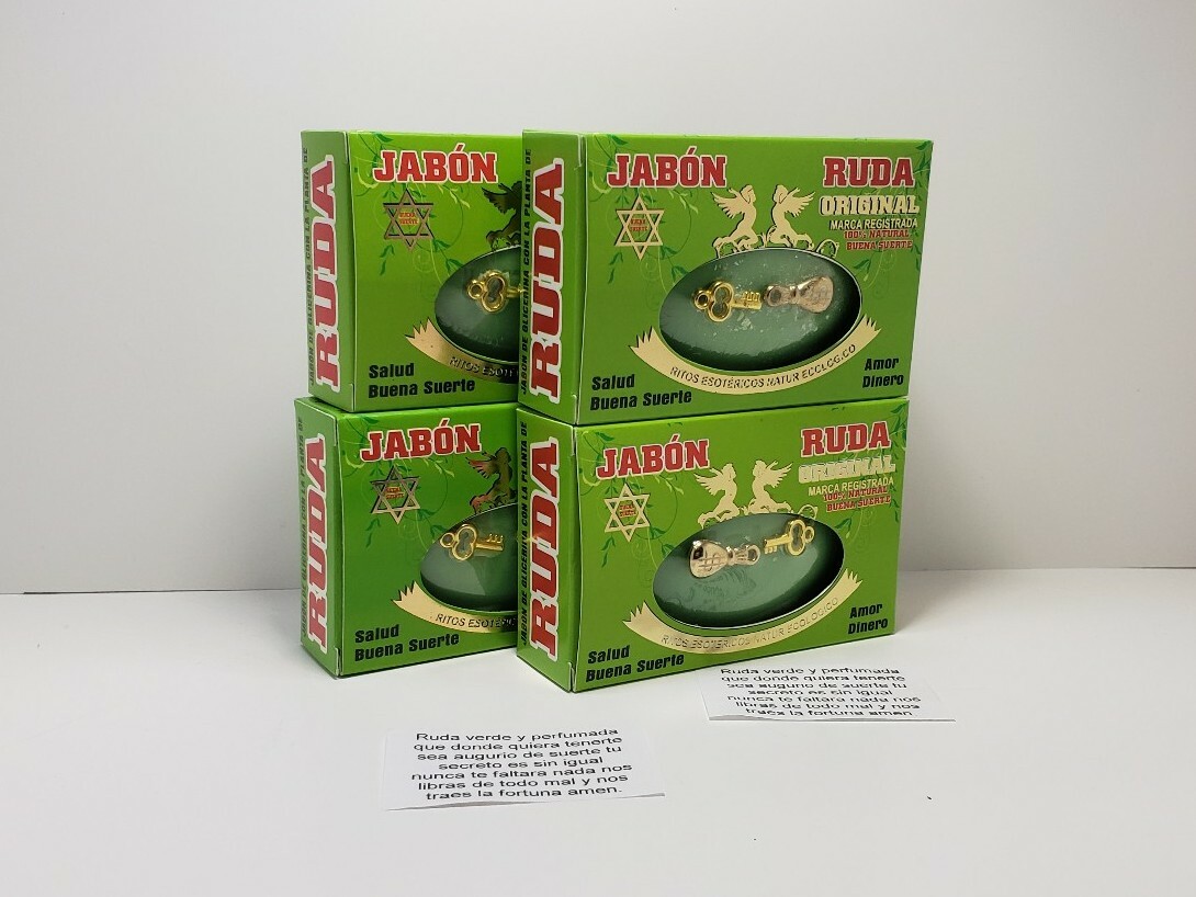JABON DE RUDA 4 Pcs /RUE SOAP PARA PROTECCION Y DINERO GRATIS AMULETO Y ORACION