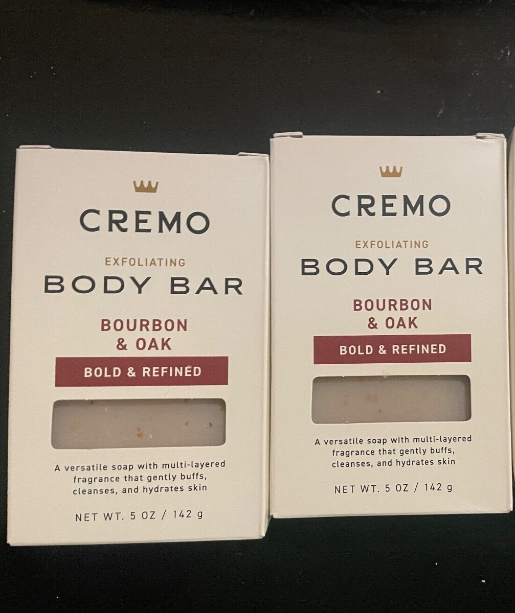 TWO Cremo Bourbon & Oak Exfoliating Body Bar Soap 2x 6oz Men’s