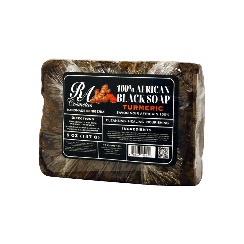 RA Cosmetics 100% Pure Raw African Black Soap With Turmeric Oil 5oz