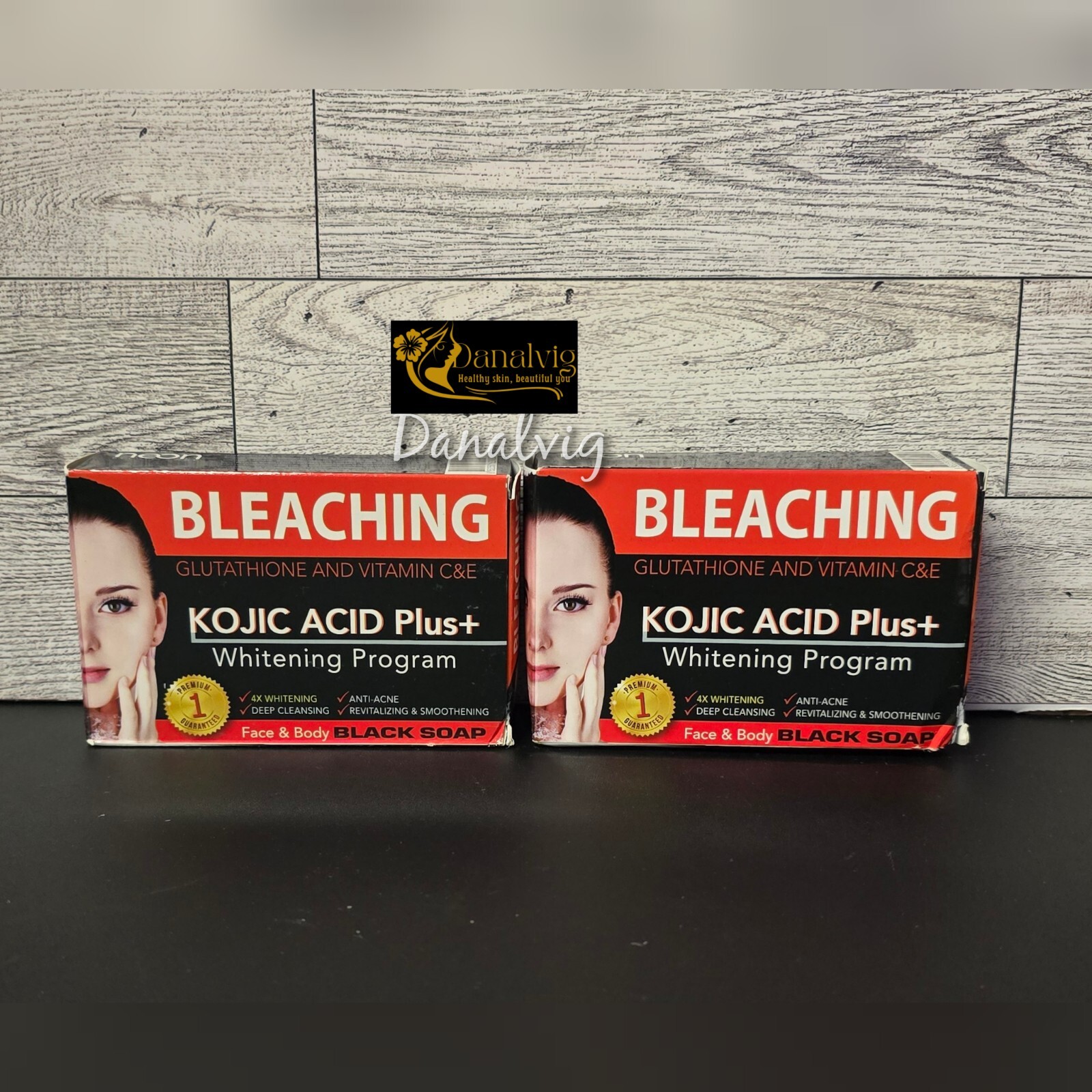 2x Kojic Acid Plus+ Whitening Program Black Soap Vit C&E Bleach (2 Pcs)