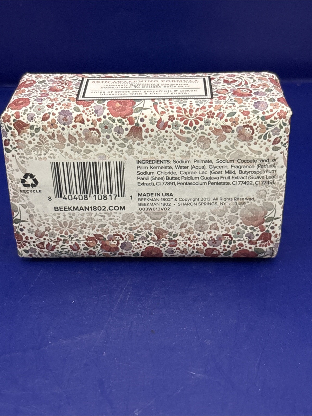 Beekman 1802 HONEYED GRAPEFRUIT Goat Milk Soap Bar 3.5 oz., 99 gr. NEW in wrap