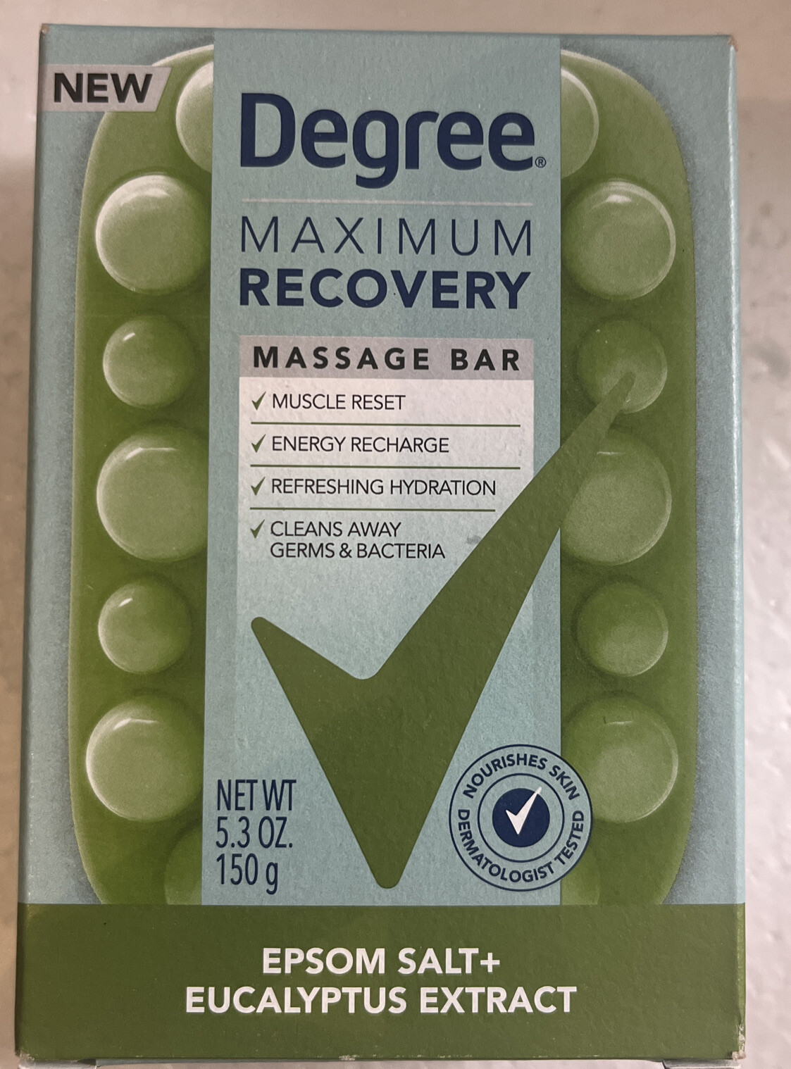 Degree Maximum Recovery Massage Bar Soap Eucalyptus + Epsom Salt 5.3 Oz.