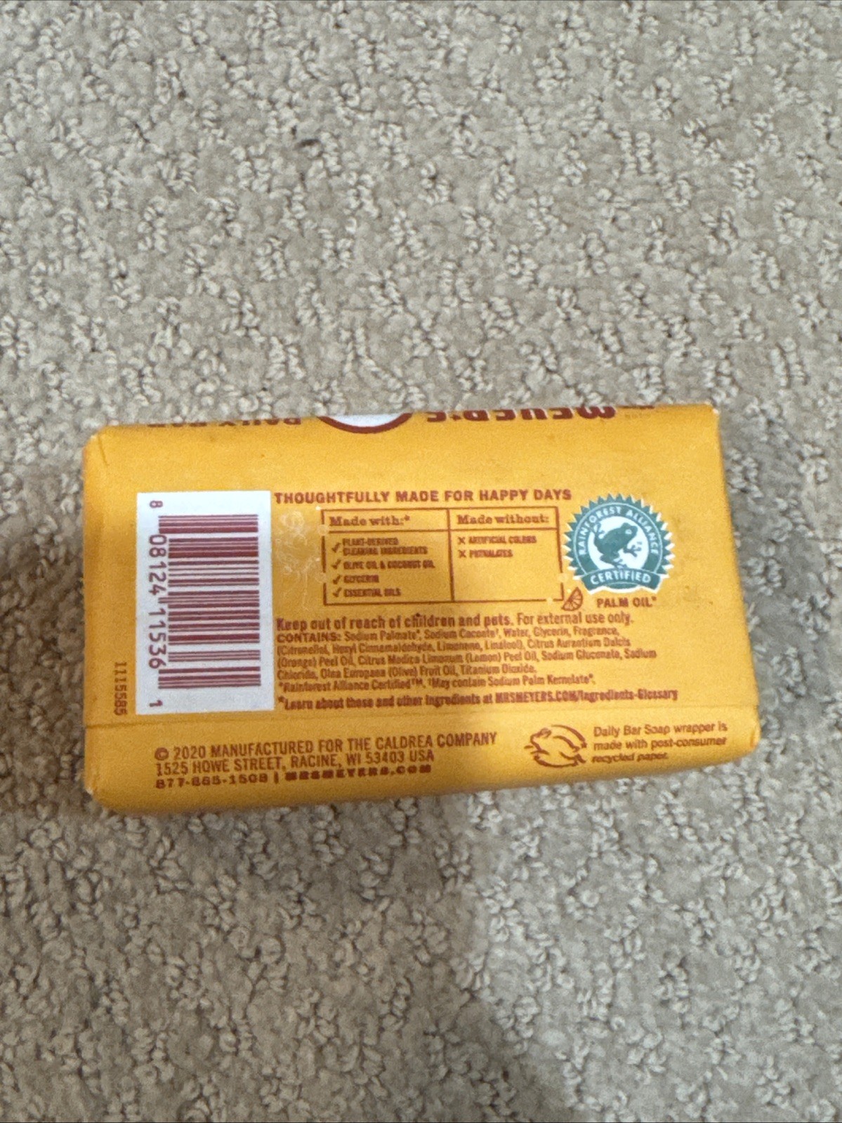 5 Pack Mrs. Meyer’s Clean Day Bar Soap Clementine Scent, 5.3 oz