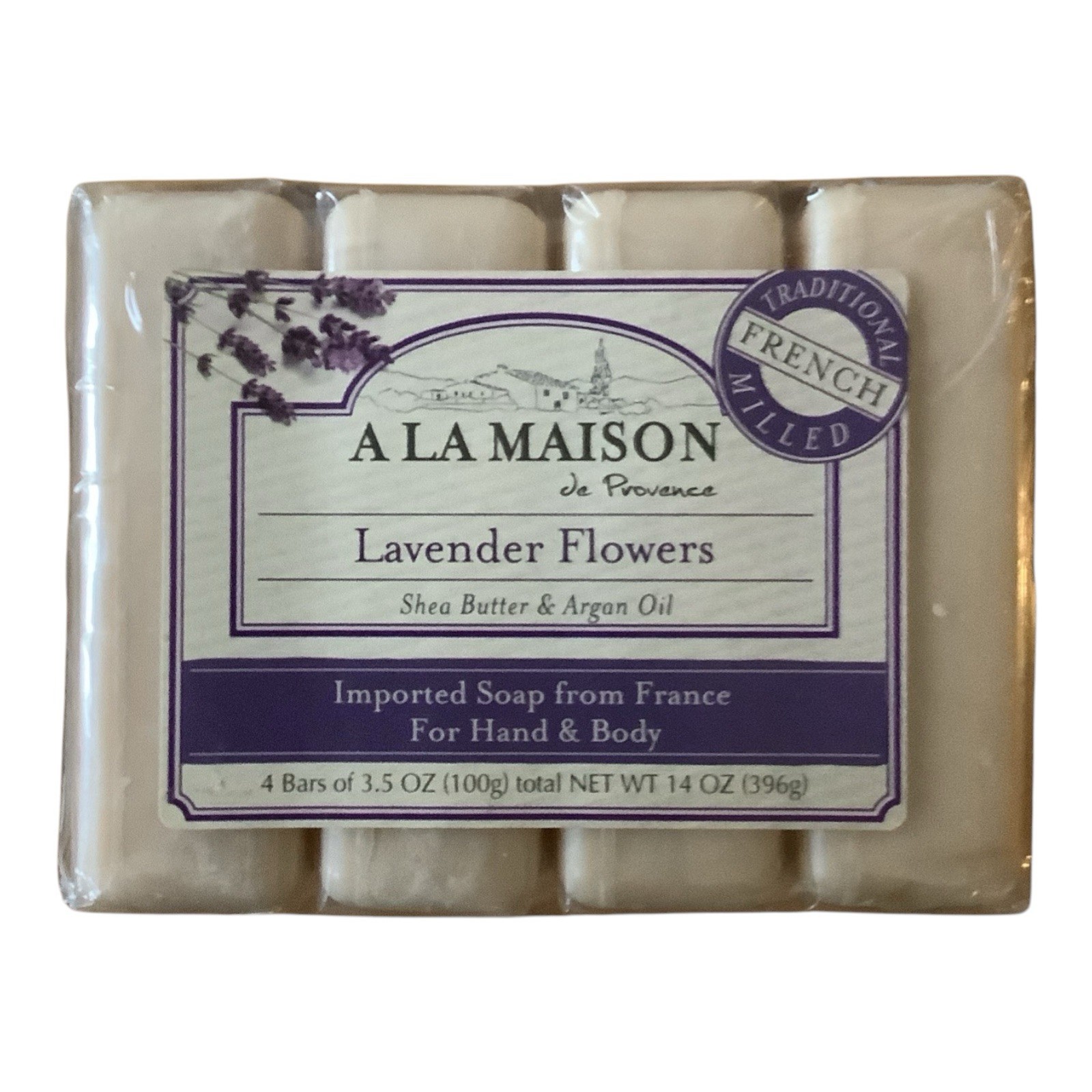 Hand & Body Bar Soap, Lavender Flowers, 4 Bars, 3.5 oz (100 g) Each Lot of 3 Pks