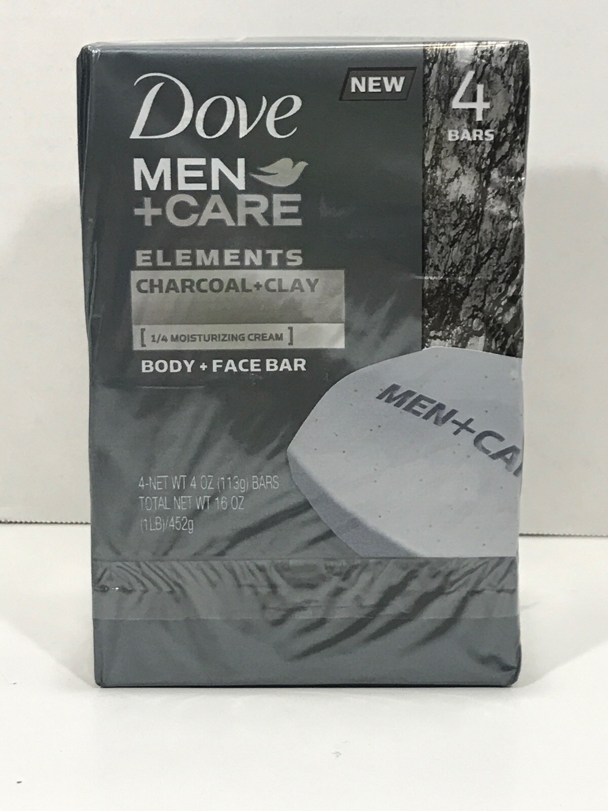 Dove Men+Care Elements Body and Face Bar Charcoal + Clay 4 oz, 4 Bar
