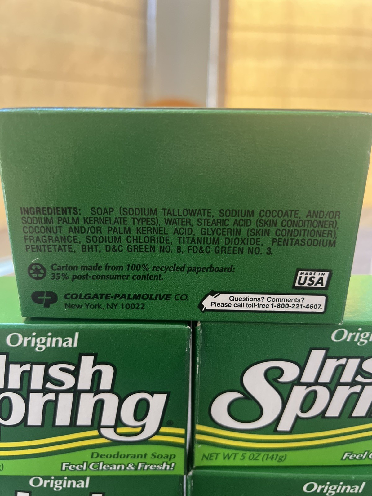 IRISH SPRING Original Scent Deodorant Soap 5 oz 5 Bars No Flaxseed Vintage