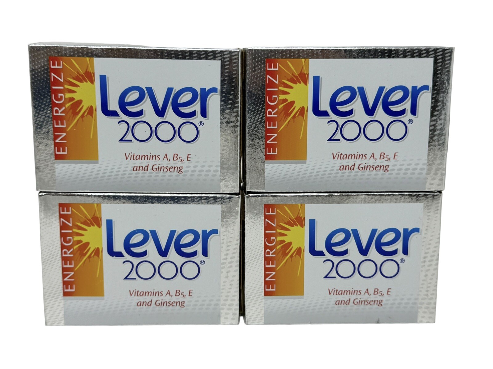 (4) Bars Vintage LEVER 2000 ENERGIZE w/Vitamins & Ginseng Deodorant Soap NEW!