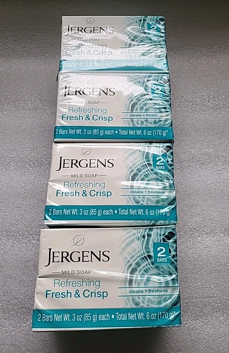 4x Lot Jergens Fresh & Crisp Mild Soap 10 Bars Total New Sealed