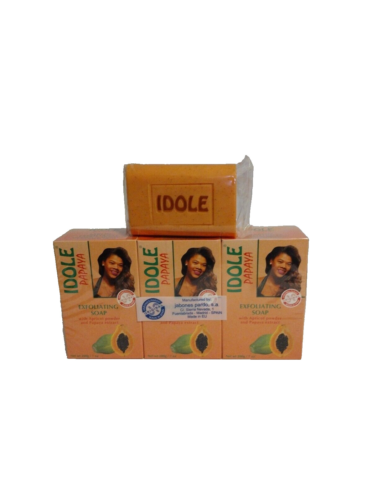 ID0LE Papaya Exfoliating Bar Soap with Apricot Powder 7 oz / 200 g Pack of 3