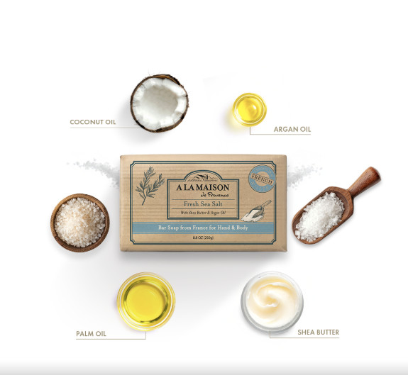 A La Maison Bar Soap 8.8 oz Fresh Sea Salt & Orange Bergamot – 6 Pack