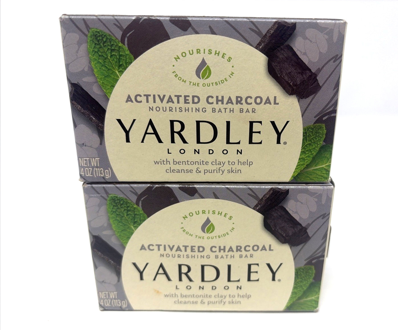 2 Yardley London Activated Charcoal Nourishing Bath Bar Soap 4oz Bentonite Clay