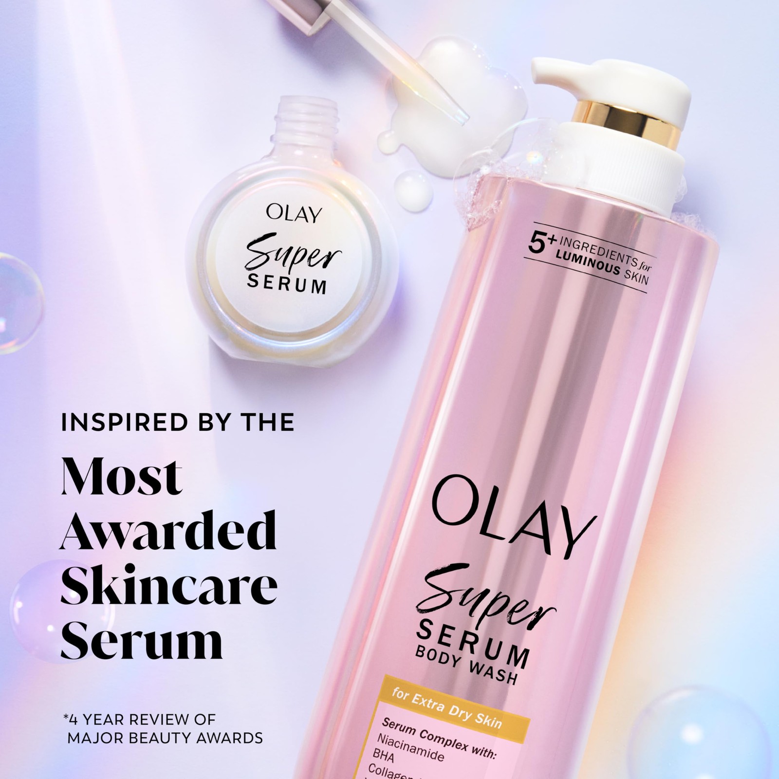 Olay Super Serum Body Wash 18.5 Fl Oz Hydrates Brightens Firms Skin Care