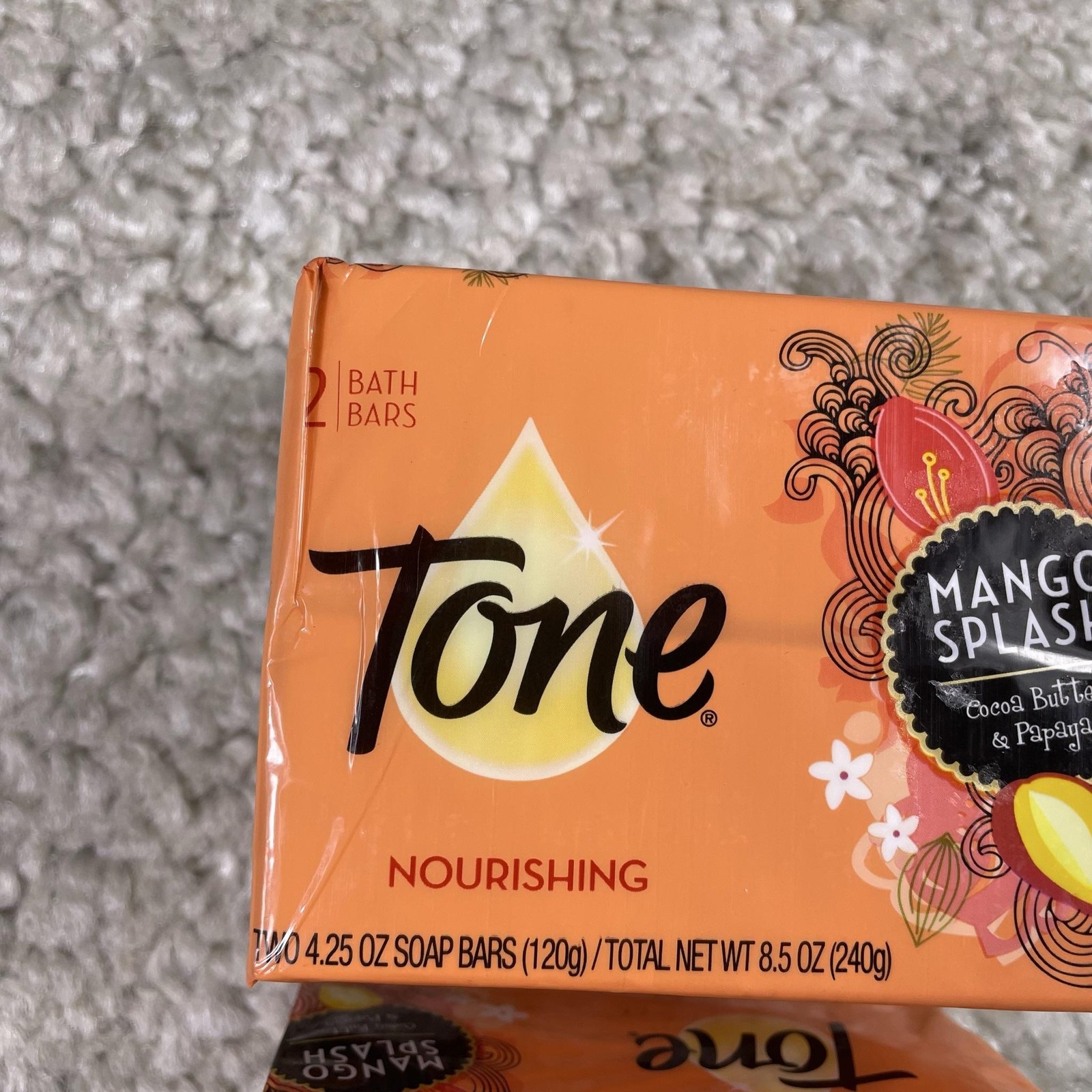 Tone Mango Splash Soap Bars 4.25oz 2-Bar Pack Lot of 2 Body New Cocoa Butter