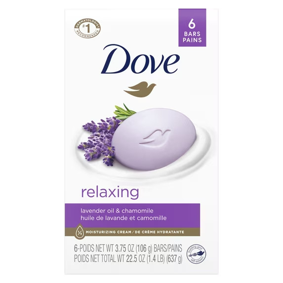 Dove Relaxing Lavender Beauty Bar with Lavender and Chamomile Scent 3.75 Oz