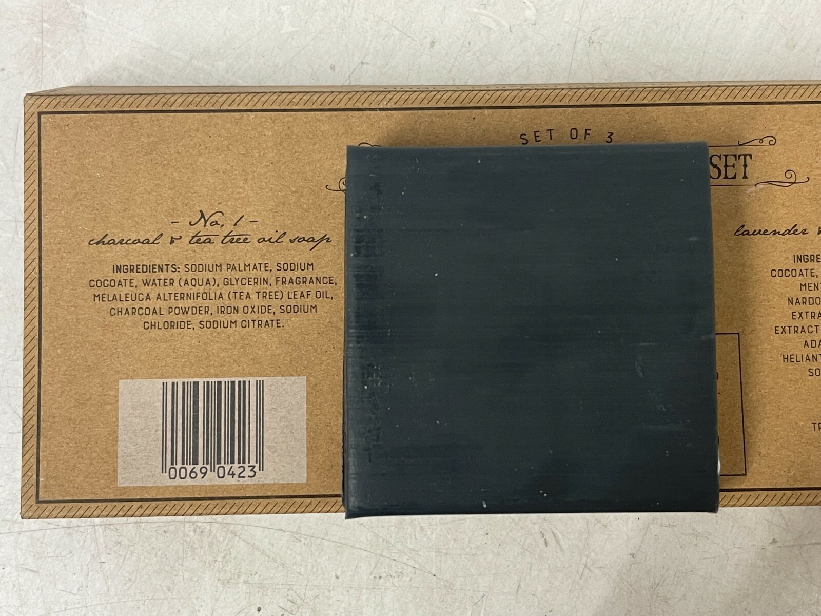 QUANITY 2 Trader Joes Bar Soap Sets of 3 Charcoal, Coffee Bean & Lavender 069042