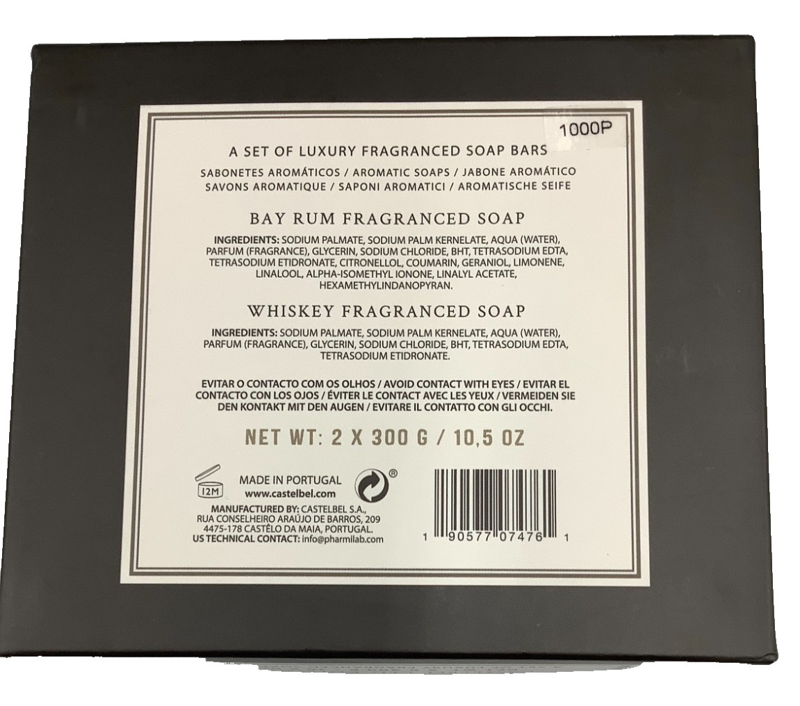 2pcs 300g Castelbel Limited Edition Triple Luxury Bar Soap-Bay Rum & Whiskey