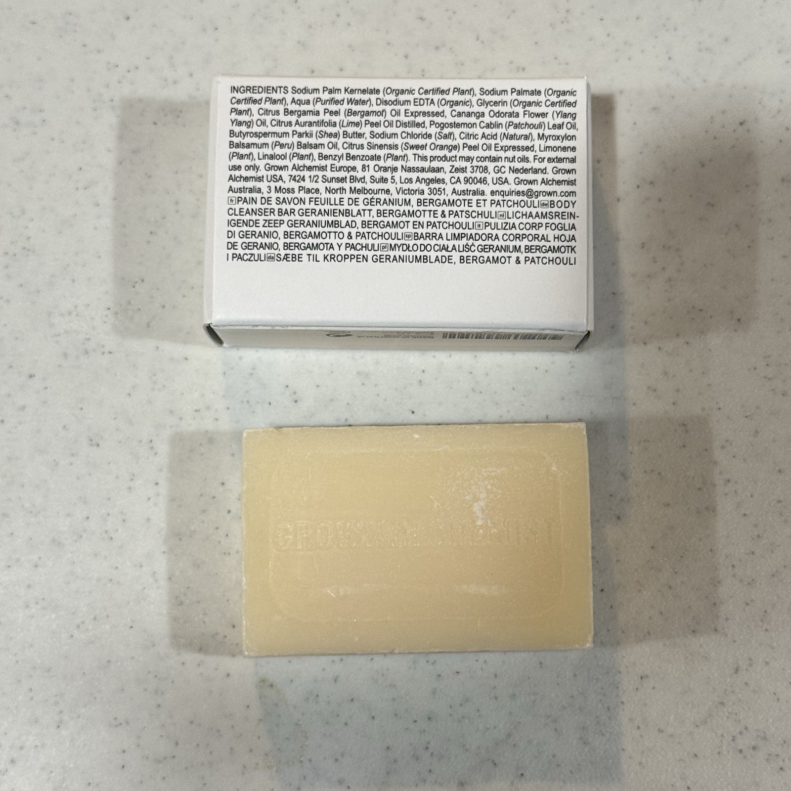 Grown Alchemist Body Cleansing Bar Geranium Leaf Bergamont Patchouli, 1.76 oz