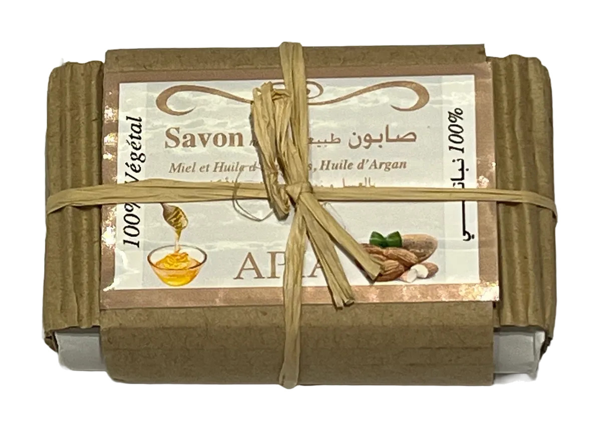 Argan, Honey & Almonds 100% All Natural Vegetal Soap – Made in Morocco – 100g