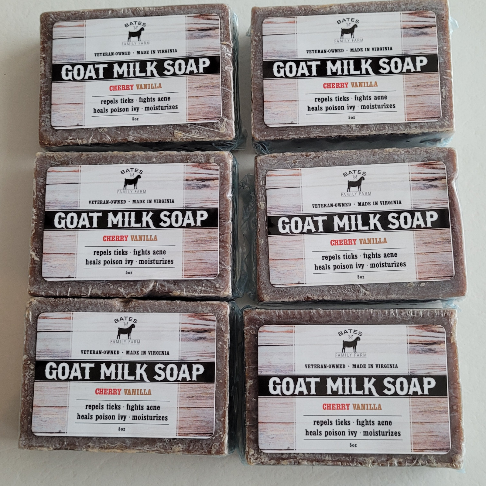 Bates Family Farm Cherry Vanilla Fat and Lye Soap Goat Milk Olive Oil Natural