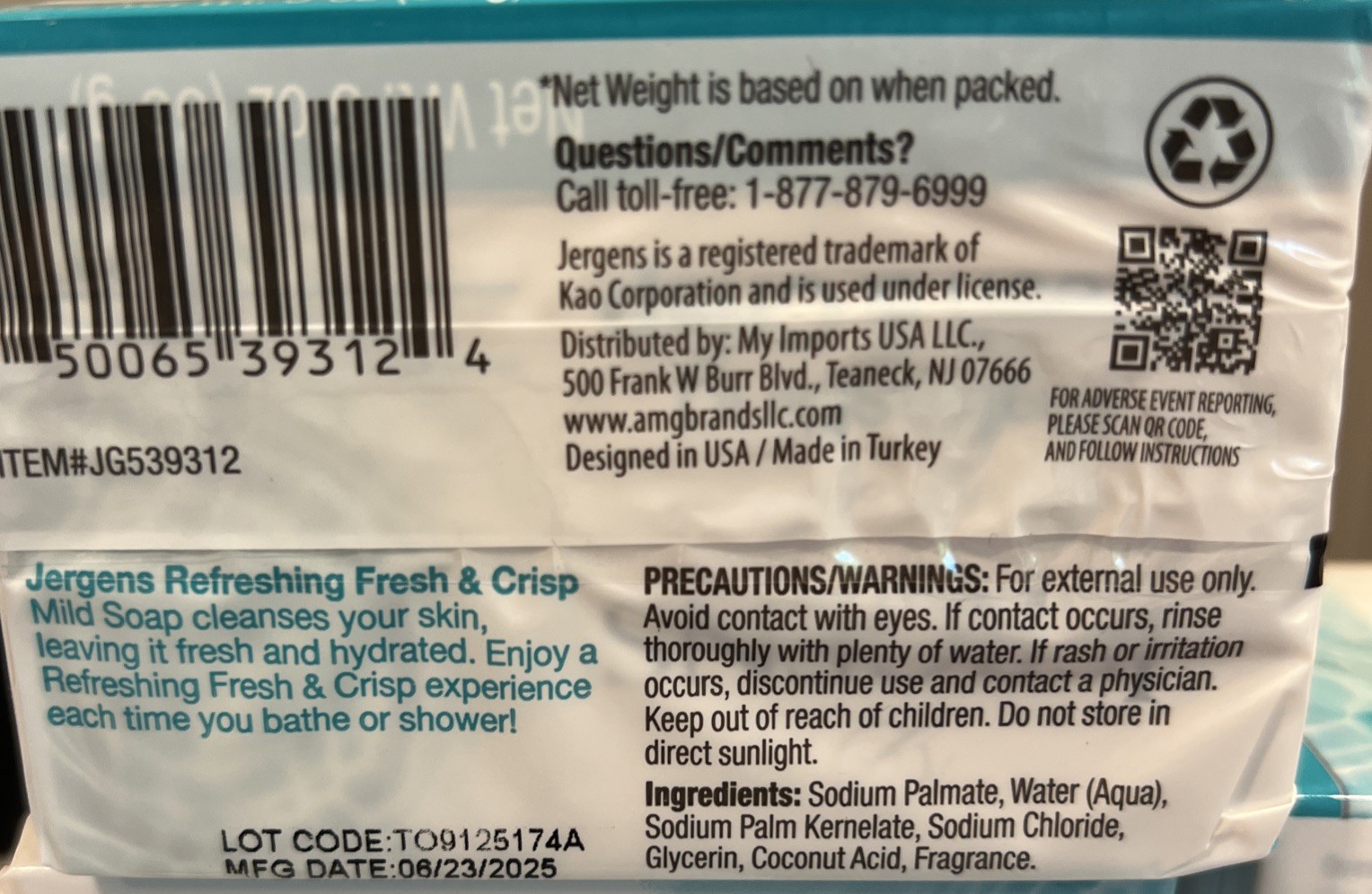 Jergens Mild Bar Soap Refreshing Fresh And Crisp, 3 Oz each, 20 Pack-40 Bars
