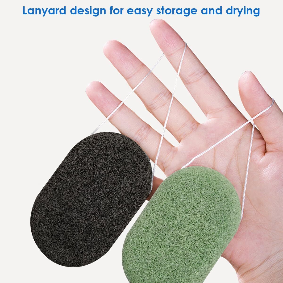 6 pcs Konjac Sponge, Pink, Purple, White, Black, Light Green, Dark Green