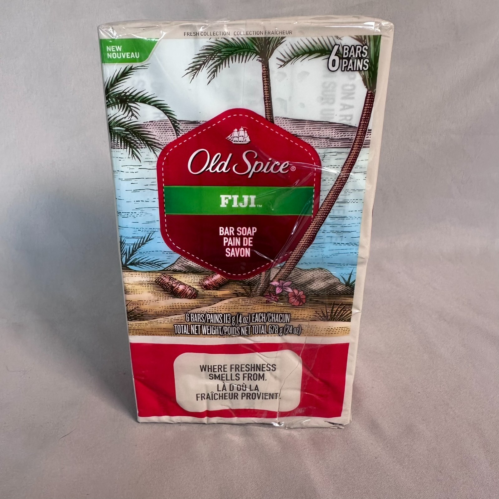 Old Spice Fiji Bar Soap 6 Pack 4 oz Each Sealed Hard to Find Fresh Collection