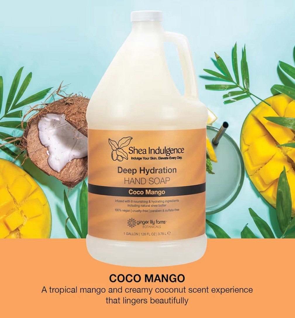 1 Gallon Coconut Mango Hand Soap Refill – Deep Hydration Vegan 128oz Shea Butter